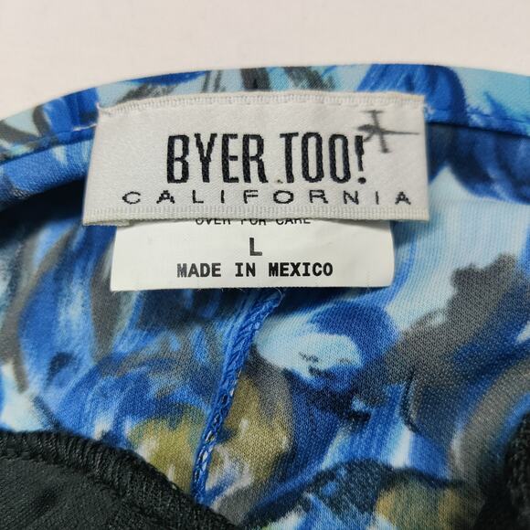 Vtg Byer Too! 90s Abstract Blue Floral Slip Dress Large Y2K Artsy Fairy Grunge - Picture 7 of 13